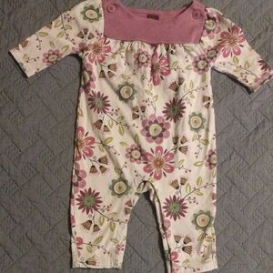 Floral Baby Romper with Purple Accents